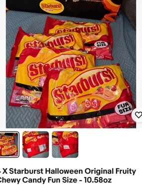 4 X Starburst Halloween Original Fruity Chewy Candy Fun Size - 10.58oz